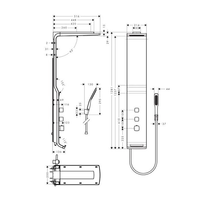 Hydromassage wall HANSGROHE Raindance Lift White/Chrome, 27008400