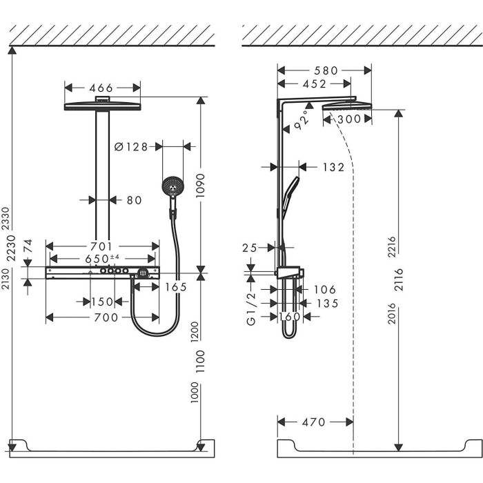 Shower system with thermostat HANSGROHE Rainmaker Select 460 3jet, 27106400