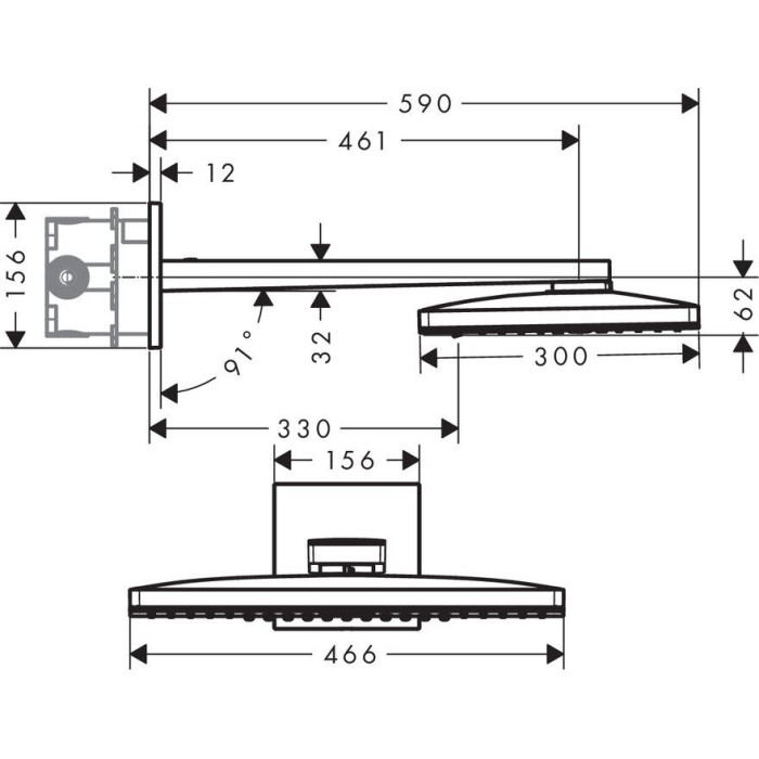 Dušas galviņa HANSGROHE Rainmaker Select 3 smidzinātājs, 24007600