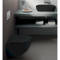 Hanging toilet SAT Rimless with Slim Slow close lid, black-matt