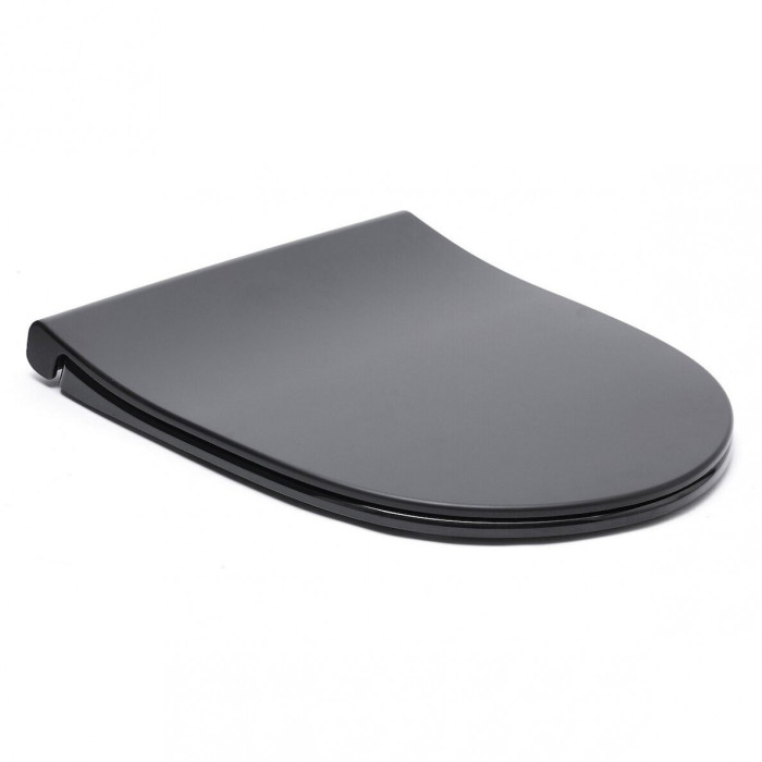 Pakabināms tualetes pods SAT Rimless ar Slim Slow close vāku, melns-matēts