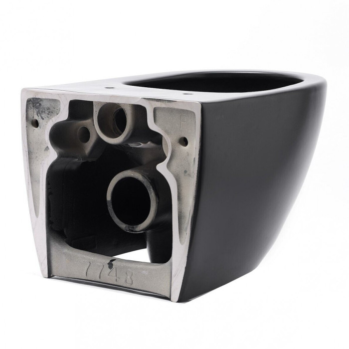 Hanging toilet SAT Rimless with Slim Slow close lid, black-matt