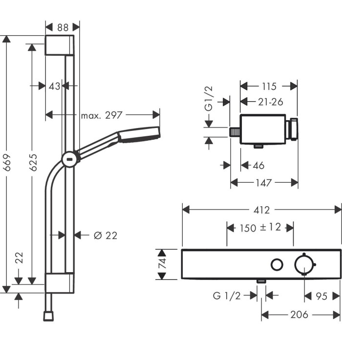 Termostatiskais dušas maisītājs HANSGROHE ShowerTablet Select, 24260000