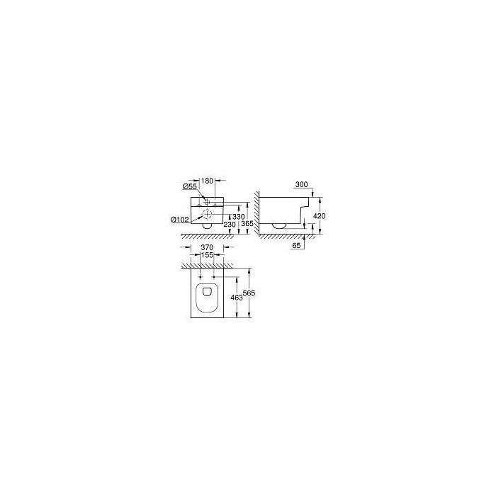 Pakabināms vienība GROHE Cube Ceramic Rimless ar sēdeklis un vāks
