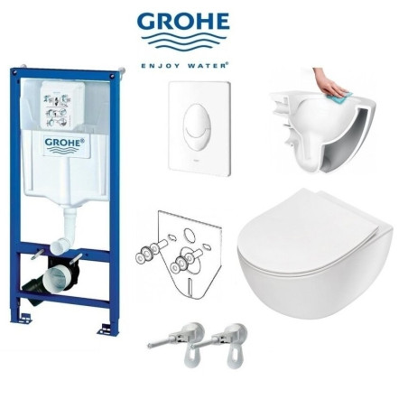 Potinkinis GROHE Rapid SL rāmis ar baltu pogu no tualetēm DEANTE Peonia Rimless