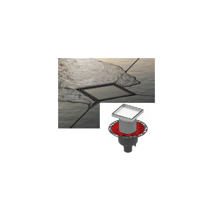 Nerūsējošā tērauda trauku komplekti ""dry"" līmējamai flīzei ""plate"" TECEdrainpoint S, 150 x 150 mm, vertikāls