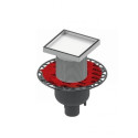 Stainless steel trap sets "dry" for adhesive tile "plate" TECEdrainpoint S, 150 x 150 mm, vertical