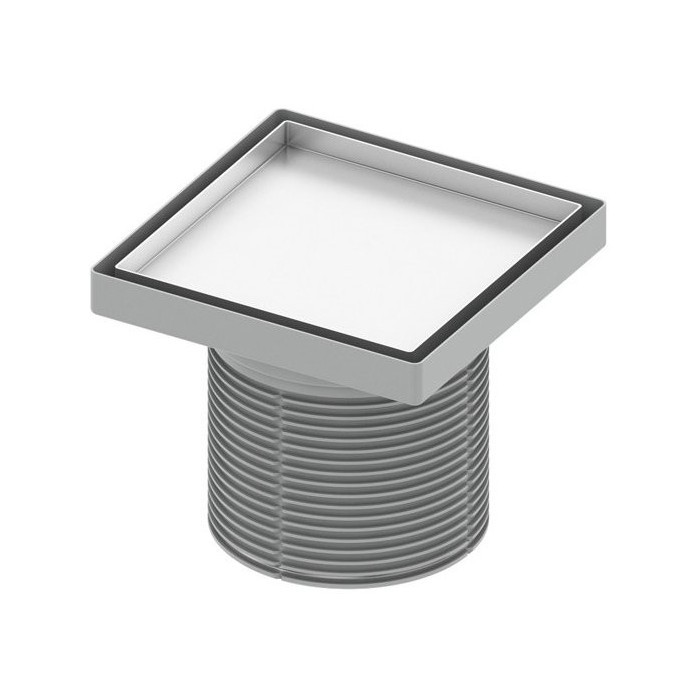 Stainless steel trap sets "dry" for adhesive tile "plate" TECEdrainpoint S, 150 x 150 mm, vertical