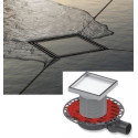 Nerūsējošā tērauda trauku komplekti "''dry''" līmējamai flīzei ""plate"" TECEdrainpoint S, 150 x 150 mm, standarta sifons