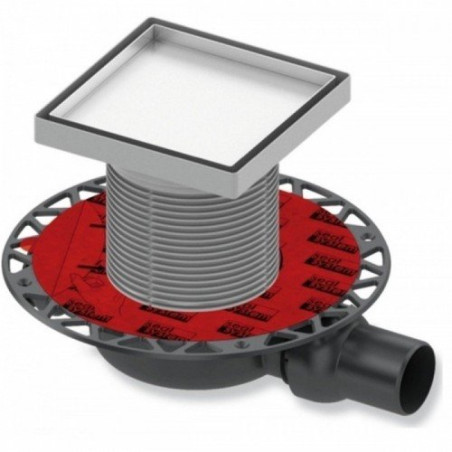 Stainless steel trap sets "''dry'' for tiled ""plate"" TECEdrainpoint S, 150 x 150 mm, standard siphon