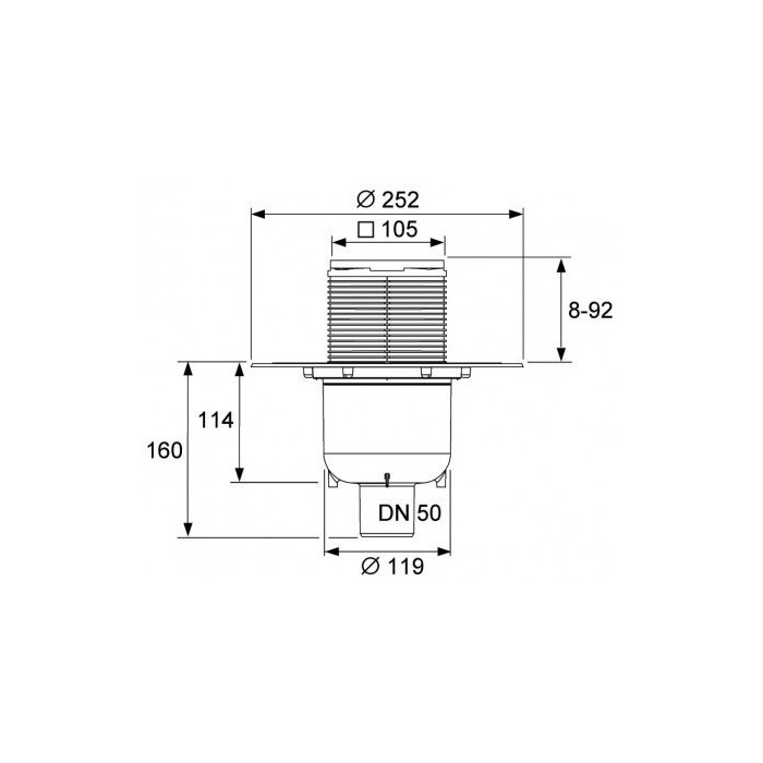 Vertical trap TECEdrainpoint S 130 with "dry" siphon