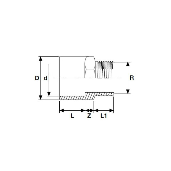 Savienojums PVC-U PİMTAŞ 25 (32) x 3/4"" ārējais (PN16)