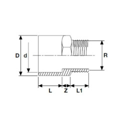 Savienojums PVC-U PİMTAŞ 32 (40) x 1"" ārējais (PN16)