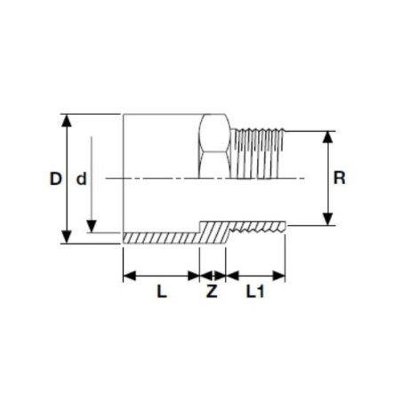 Savienojums PVC-U PİMTAŞ 32 (40) x 1"" ārējais (PN16)