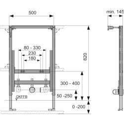 TECEprofil 820 mm universal bidet frame with fittings