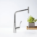 Кухонный смеситель с выдвижным изливом HANSGROHE Metris Select 320, хром, 73803000