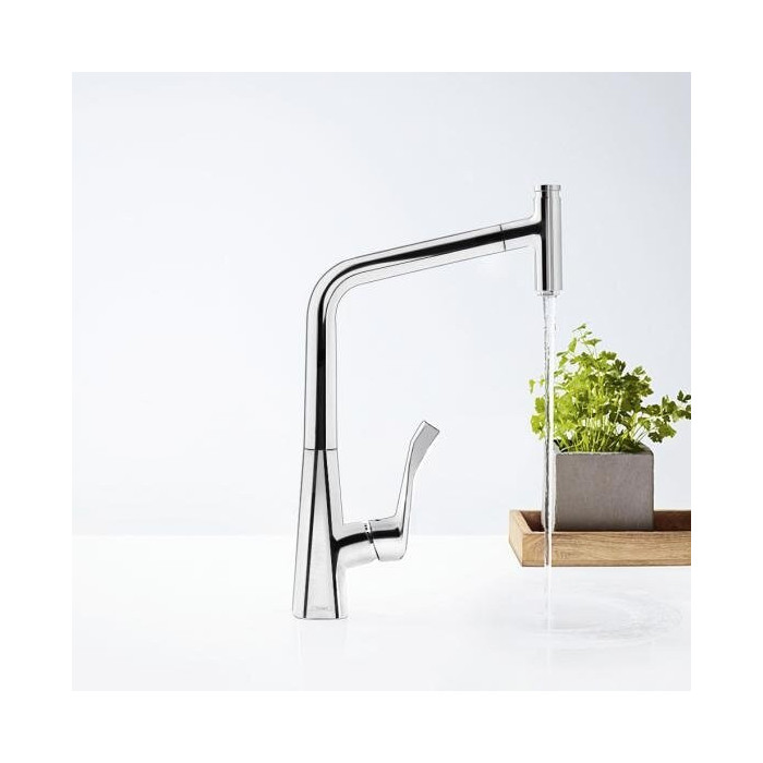Кухонный смеситель с выдвижным изливом HANSGROHE Metris Select 320, хром, 73803000