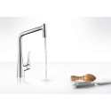 Kitchen (sink) faucet with pull-out spout HANSGROHE Metris Select 320, stainless steel, 14820800