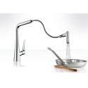 Kitchen (sink) faucet with pull-out spout HANSGROHE Metris Select 320, stainless steel, 14820800