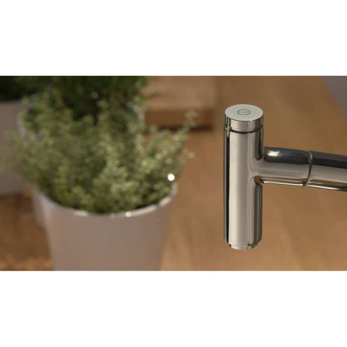 Virtuves (izlietnes) maisītājs ar izvelkamu snapu HANSGROHE Metris Select 320, nerūsējošā tērauda, 14820800