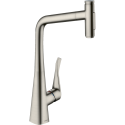 Kitchen (sink) faucet with pull-out spout HANSGROHE Metris Select M71, stainless steel finish, dual flow