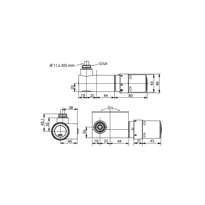 Campinio termostatisko elementu komplekti DANFOSS VHX, balti