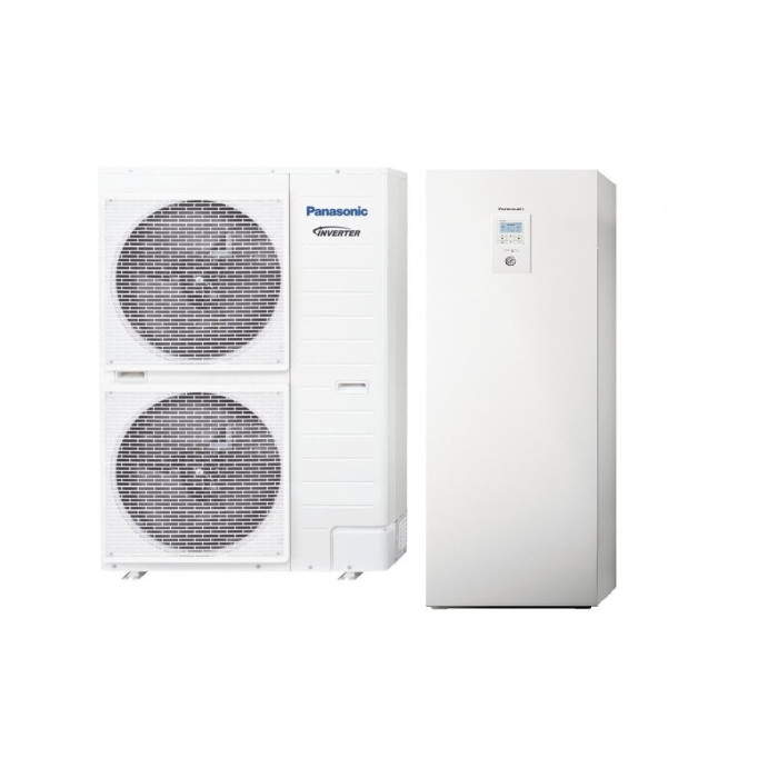 J jaunākās paaudzes siltumsūknis gaiss - ūdens 12 kW PANASONIC T-CAP ar integrētu 185 l katlu, trifāzu