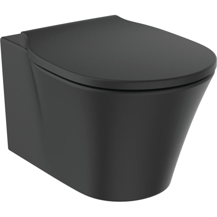 Hanging toilet with slow close lid IDEAL STANDARD Connect Air, black-matt