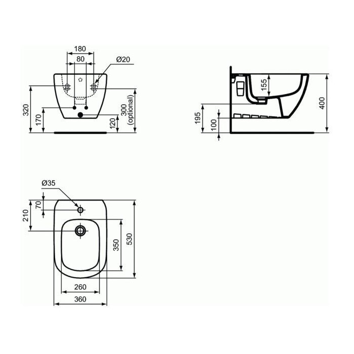 Pakarināms bidē IDEAL STANDARD Tesi