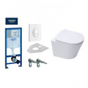 Potinkamais GROHE Rapid SL rāmja komplekti 4 in 1 ar baltu pogu tualetam SAT Infinitio Compact Rimless