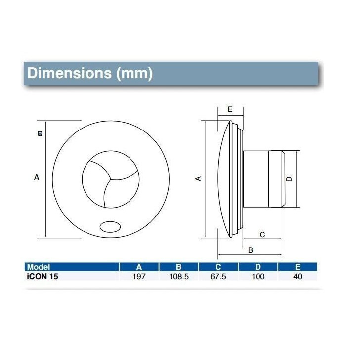Ventilators AIRFLOW iCON 15 Ø100mm 68 m3/stundā