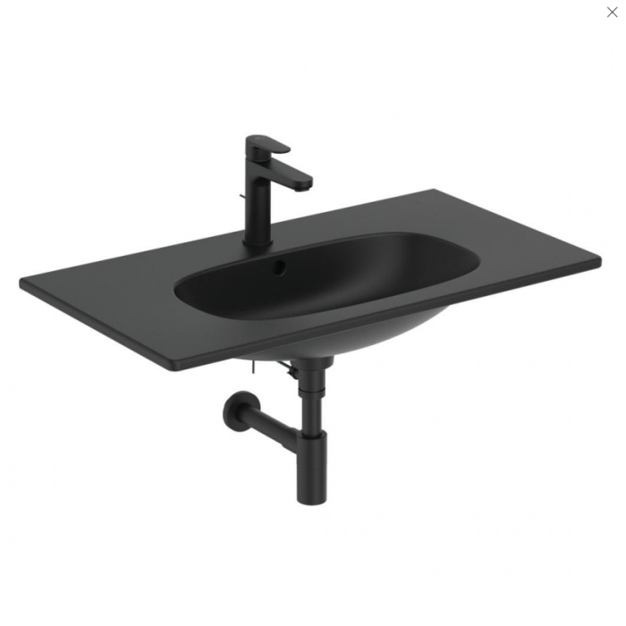 Sink mounted on IDEAL STANDARD Tesi cabinet, black matte 83 cm, T3509V3