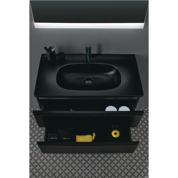 Sink mounted on IDEAL STANDARD Tesi cabinet, black matte 83 cm, T3509V3