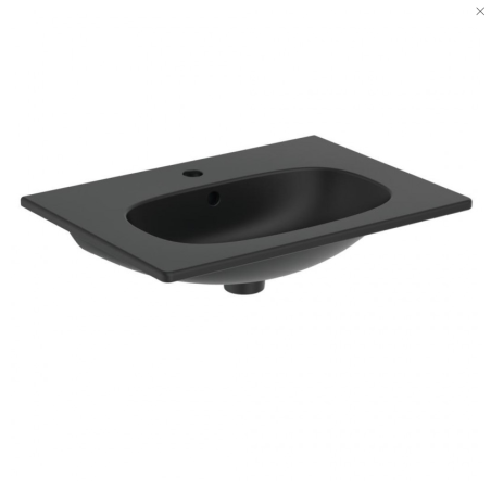 Раковина устанавливается на тумбу IDEAL STANDARD Tesi, черная матовая 63 см, T3510V3