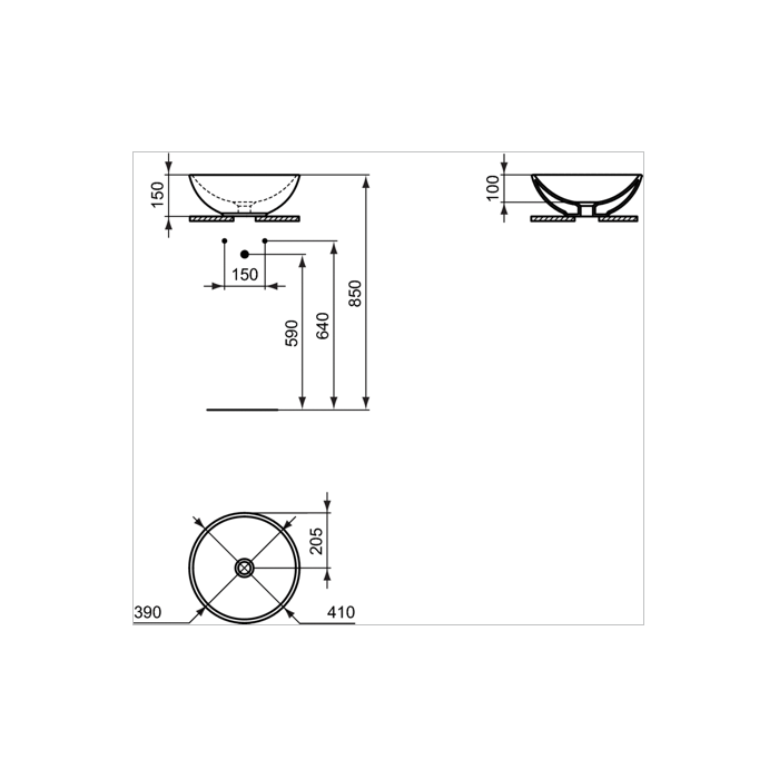 Mazgājamais trauks IDEAL STANDARD Strada O 41 x 41 cm, melns - matēts