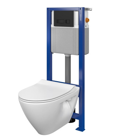Подвесной унитаз CERSANIT 4 в 1, черный матовый + подвесной унитаз CERSANIT Clean On с крышкой SLIM Slowclose