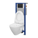 CERSANIT 4 in 1 concealed toilet frame, black-matt + CERSANIT Clean On wall-hung toilet with SLIM Slowclose seat