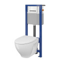 Подвесной каркас унитаза CERSANIT 4 в 1, белый + подвесной унитаз CERSANIT Clean On с крышкой SLIM Slowclose