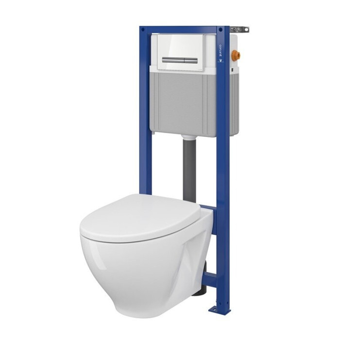 Potinkinis tualeta rāmja CERSANIT 4 in 1, balts + piekārts tualets CERSANIT Clean On ar SLIM Slowclose vāku