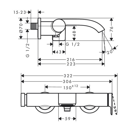 Vannas jaucējkrāns HANSGROHE Vivenis, melns-matēts, 75420670