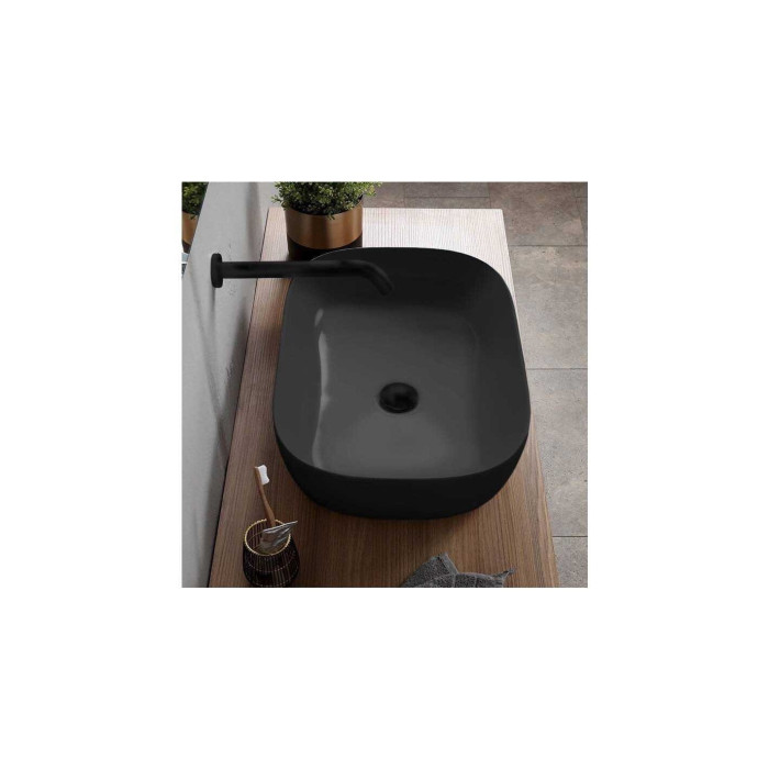 Mazgājamais trauks SCARABEO Glam 560 x 390 mm, melns-matēts