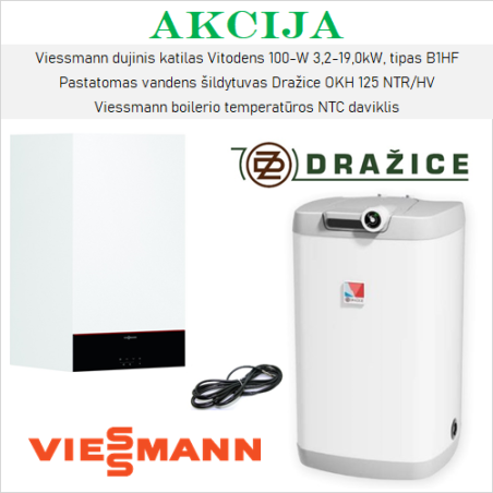 Akciju VIESSMANN 19 kW no DRAŽICE 125 l apkures iekārtu komplekti