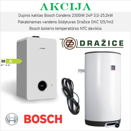 Akciju BOSCH 25 kW no DRAŽICE 125 l apkures iekārtu komplekti