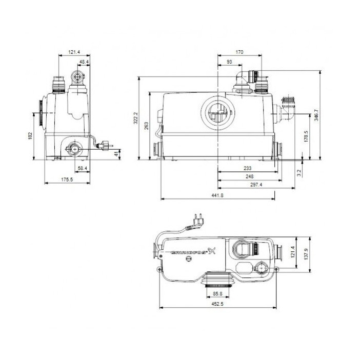 Станция удаления сточных вод - насосная GRUNDFOS Sololift2 WC-3