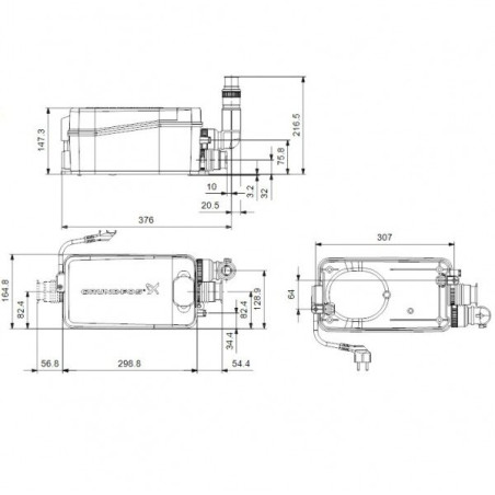 Sewage removal station - pump station GRUNDFOS Sololift2 D-2