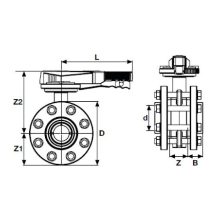 Vārsts ar flanšu adapteriem PVC-U PİMTAŞ 250 (PN10), ūdensizturīgs