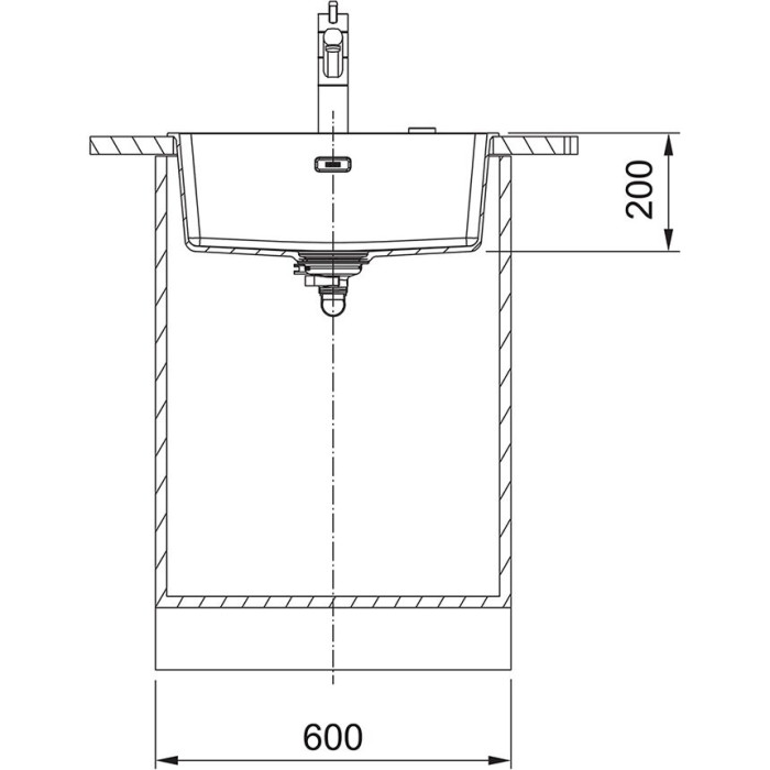 FRANKE MARIS MRG 210/110-52 stone (granite) sink, hand-operated valve kit, installed under the countertop