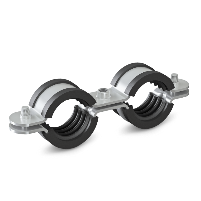 Metāla divkāršais turētājs ar trokšņu slāpēšanas ieliktni NICZUK METALL 3/8"" (15-18 mm), M8