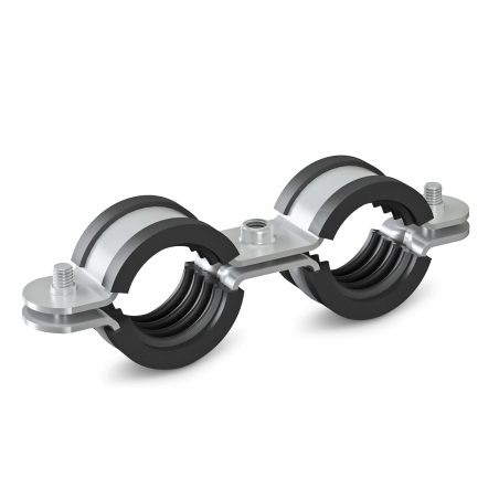 Metāla divkāršais turētājs ar trokšņu slāpēšanas ieliktni NICZUK METALL 1"" (31-34 mm), M8