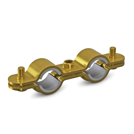 Double metal holder with noise-dampening insert for copper pipe NICZUK METALL 15 (15-17 mm), M6 (100 pcs)